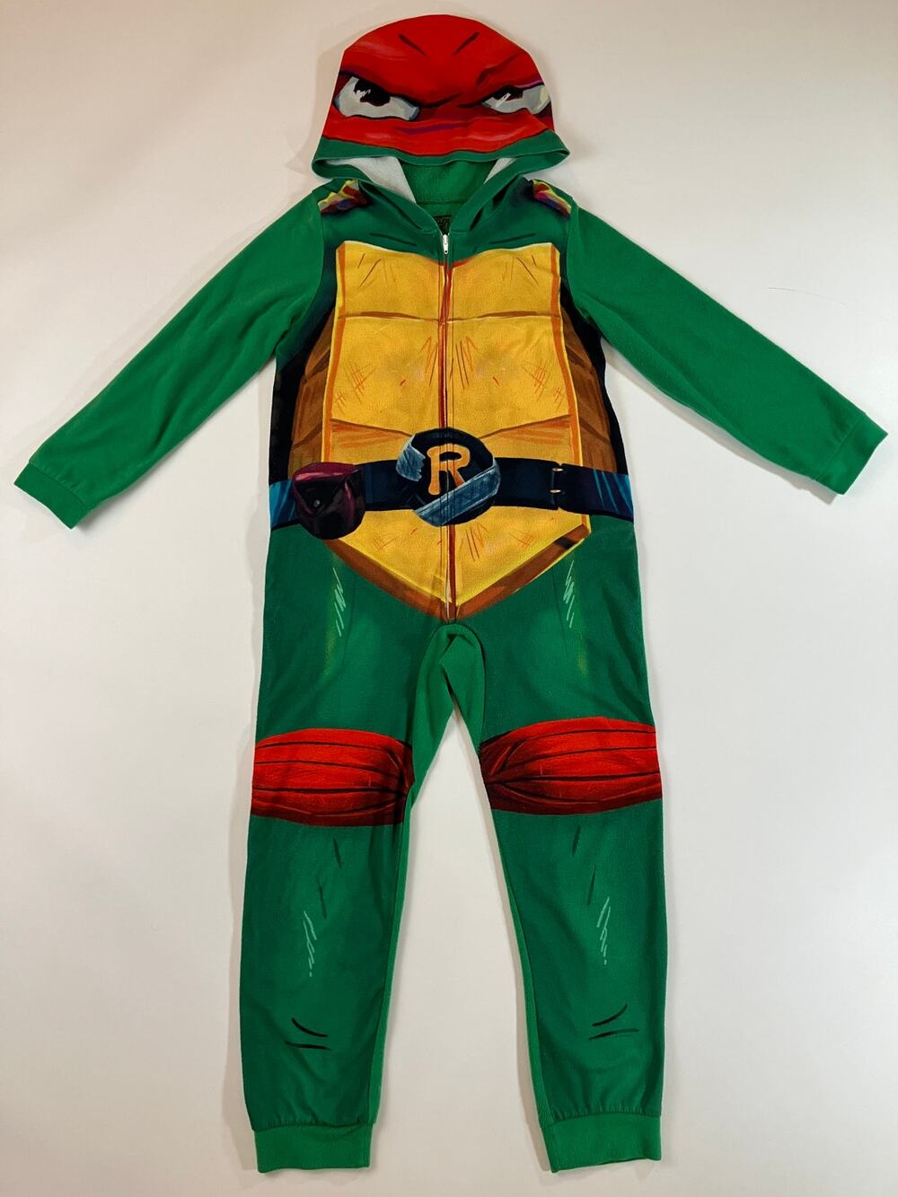 TMNT Raphael Boys Size 10 Hooded One Piece Costume Pajama Union Suit Nickelodeon